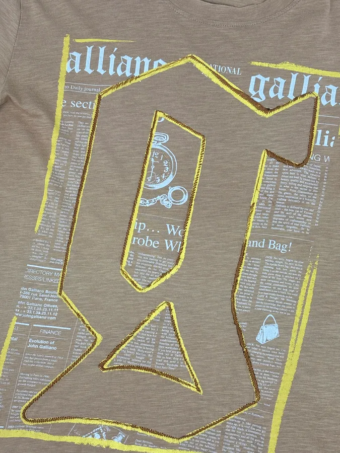 Galliano Printed Letters Beige G T-Shirt - Image 7