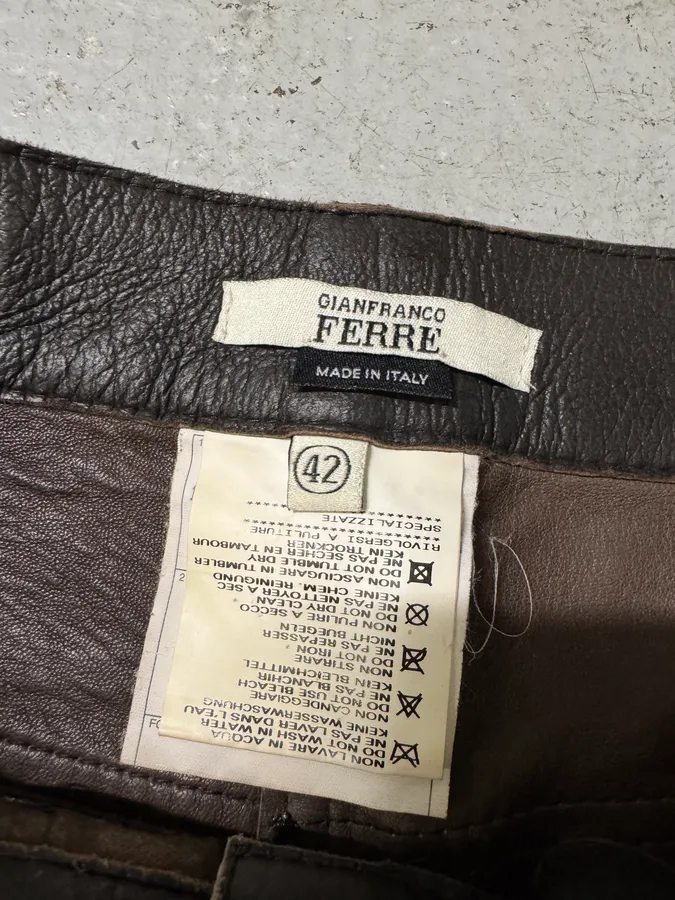 Gianfranco Ferre Brown Leather Pants - Image 8