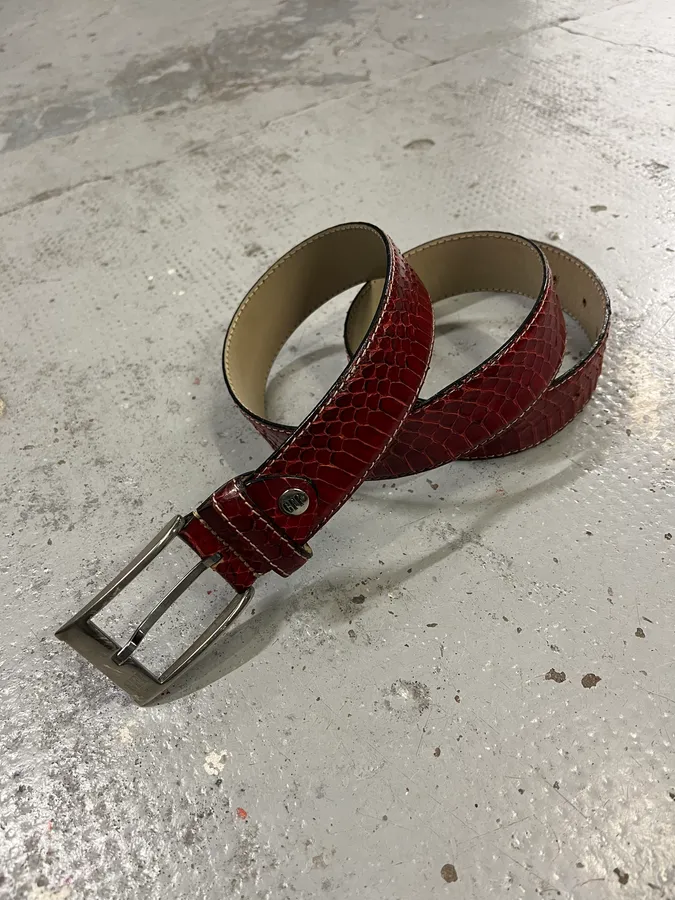 Gianfranco Ferré Red Patent Snake Leather Belt - Image 2