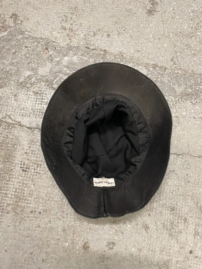 Giorgio Armani Black Grained Leather Hat - Image 6