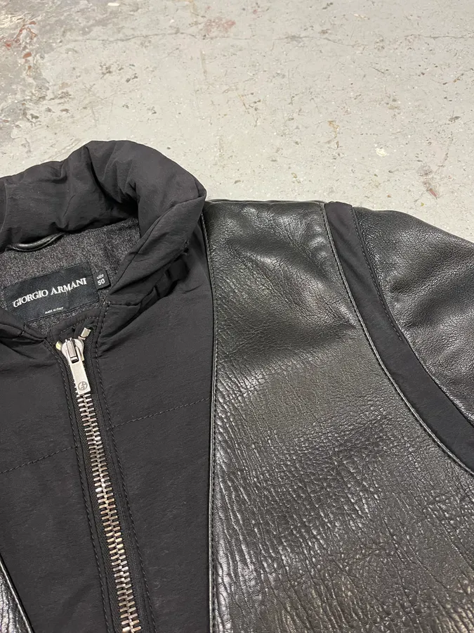 Giorgio Armani Black Hybride Lamb Pure Leather Jacket - Image 6