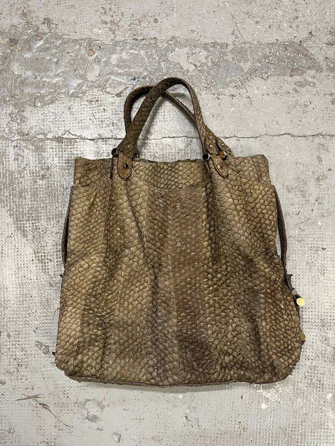 Giorgio Armani Brown Snakeskin Effect Leather Handle Bag - Image 2