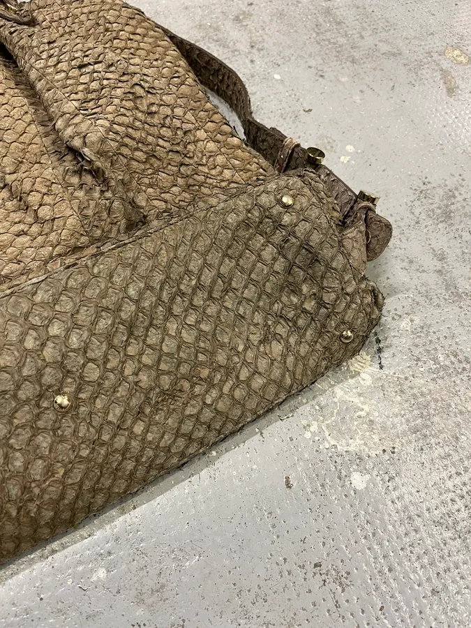 Giorgio Armani Brown Snakeskin Effect Leather Handle Bag - Image 8