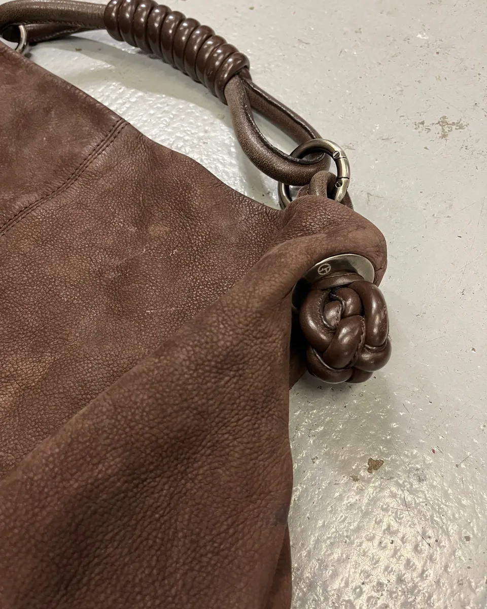 Giorgio Armani Brown Suede Hobo Bag - Image 6