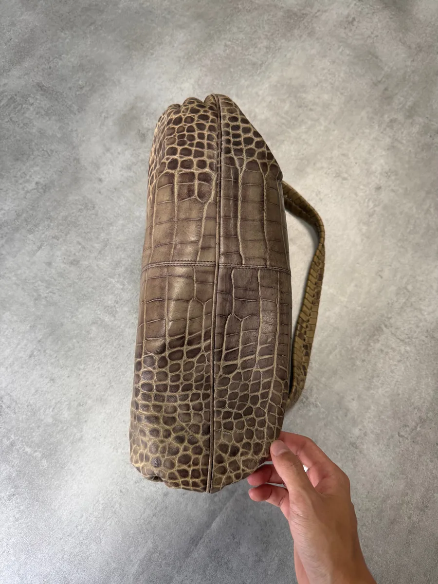 Giorgio Armani Natural Crocodile Effect Leather Bag - Image 5