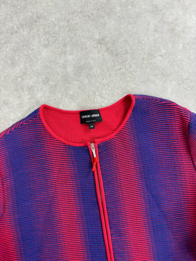 Giorgio Armani Red & Blue Gradient Zip-up Jacket - Image 4