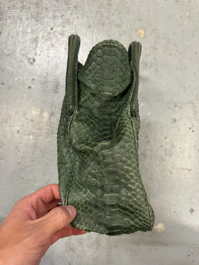 Giorgio Armani Sage Green Python Leather Hobo Bag - Image 4