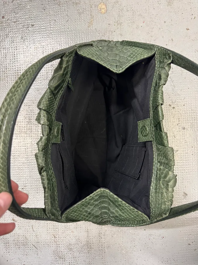 Giorgio Armani Sage Green Python Leather Hobo Bag - Image 5