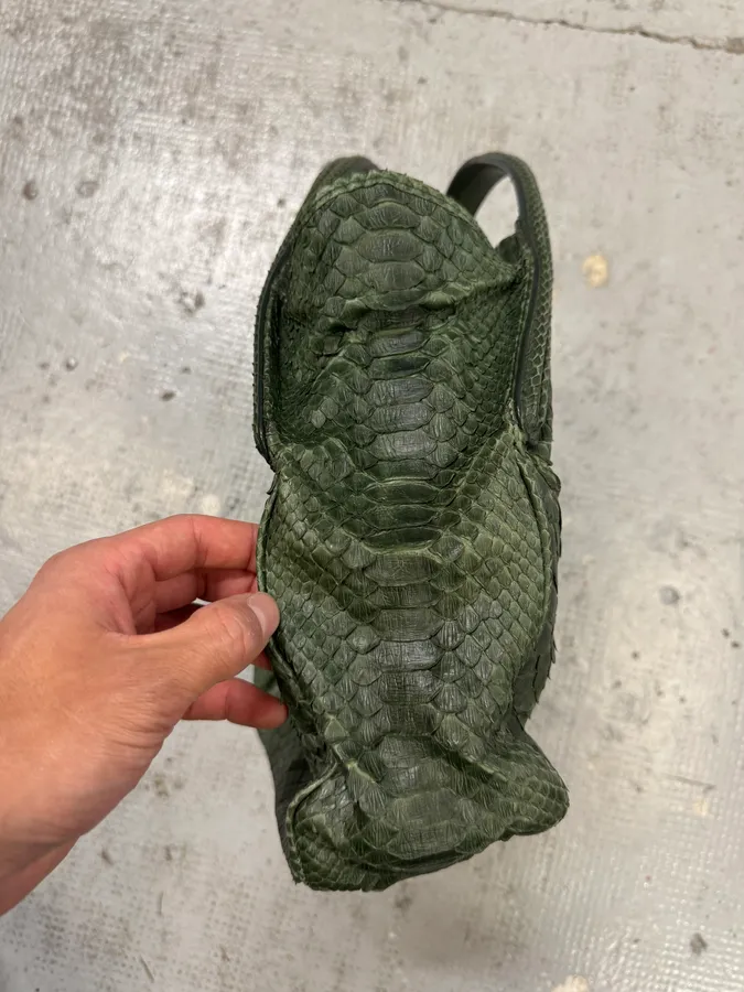 Giorgio Armani Sage Green Python Leather Hobo Bag - Image 6