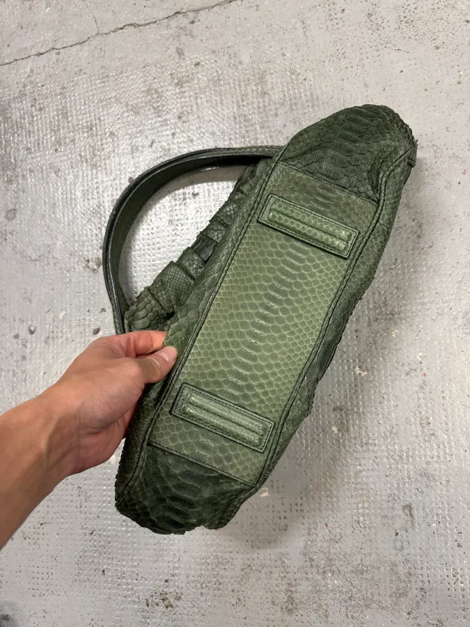 Giorgio Armani Sage Green Python Leather Hobo Bag - Image 7
