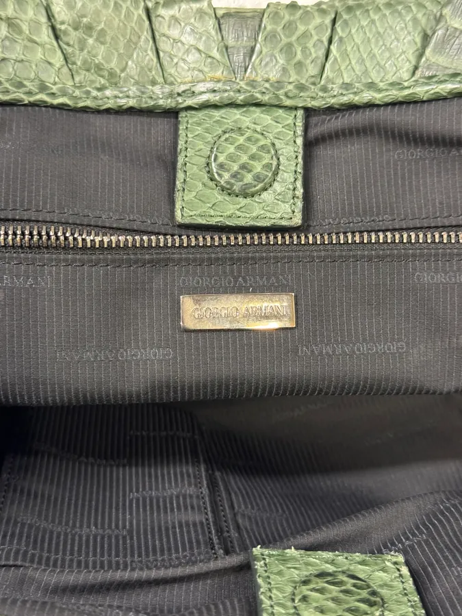 Giorgio Armani Sage Green Python Leather Hobo Bag - Image 8