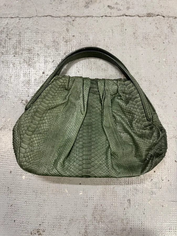 Giorgio Armani Sage Green Python Leather Hobo Bag - Image 9