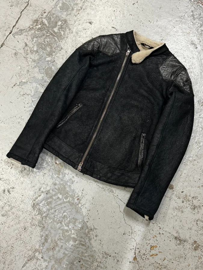 Giorgio Brato Asymmetrical  Padded Shearling Leather Jacket - Image 6