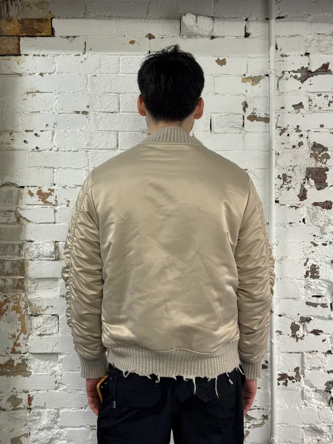 Giorgio Brato Beige Distressed Rebel Bomber Jacket - Image 3