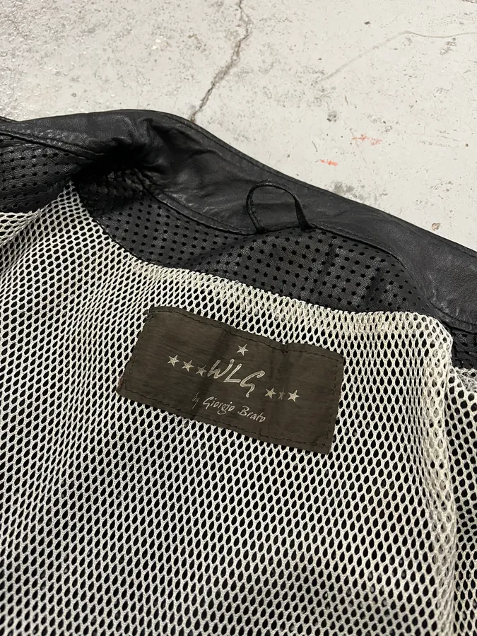 Giorgio Brato Black Perforated Leather Biker Jacket - Image 10
