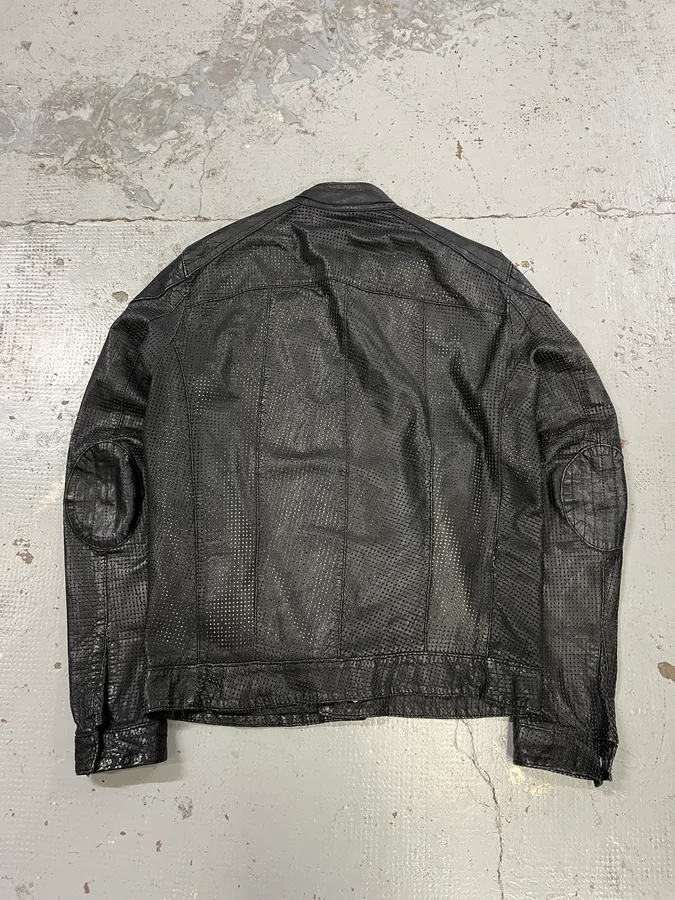 Giorgio Brato Black Perforated Leather Biker Jacket - Image 7