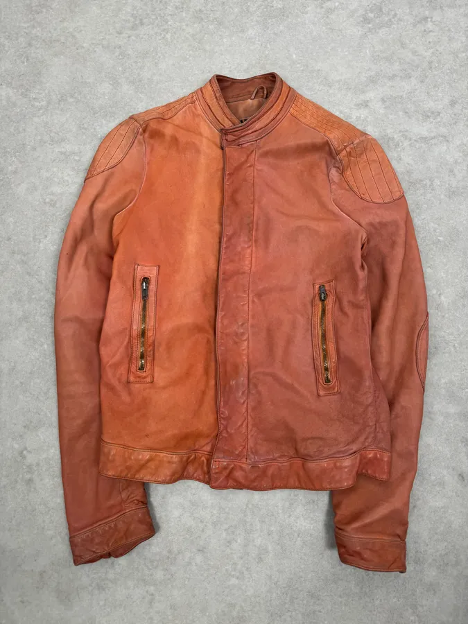 Giorgio Brato Eroded Orange Leather Jacket - Image 2
