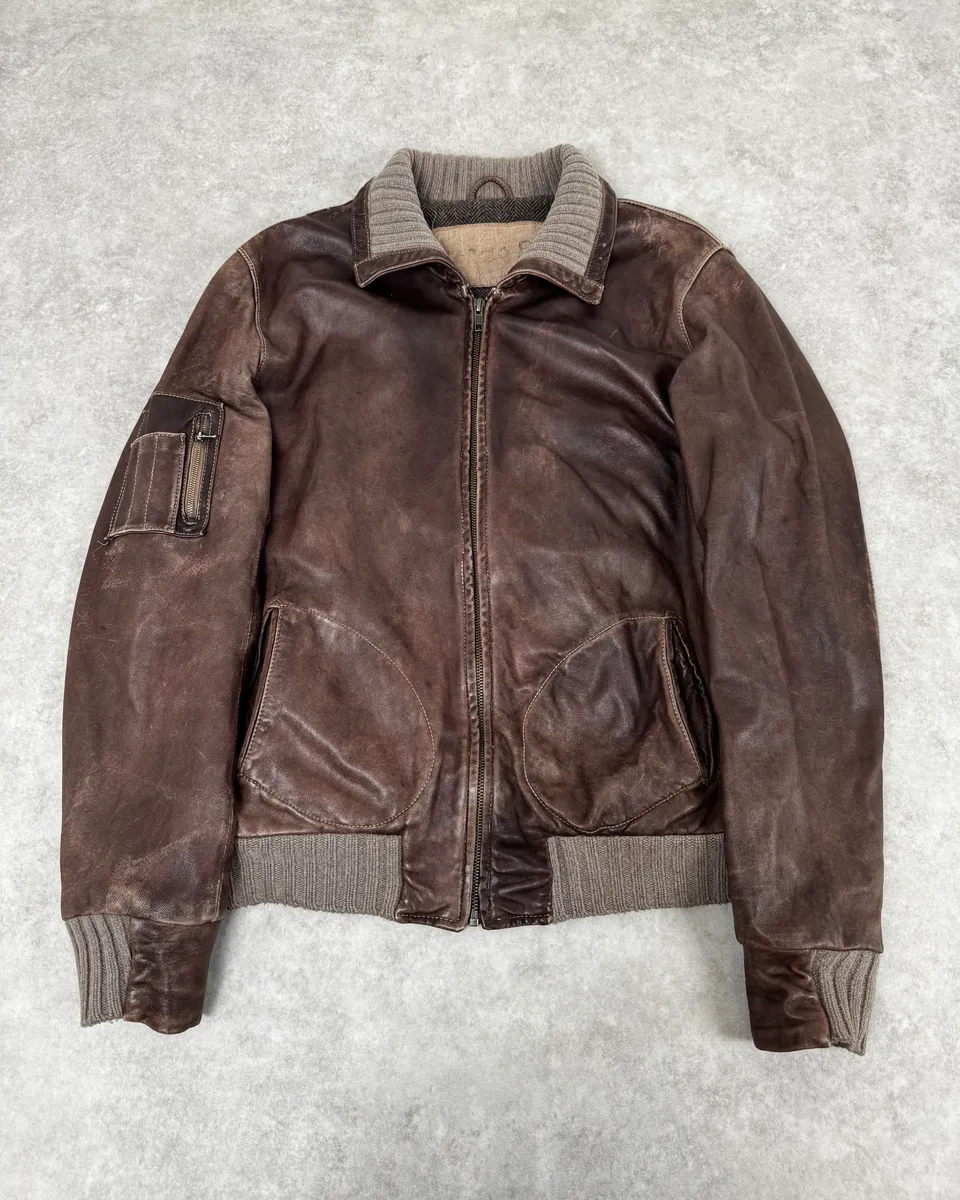Giorgio Brato Italian Brown Eroded Leather Jacket