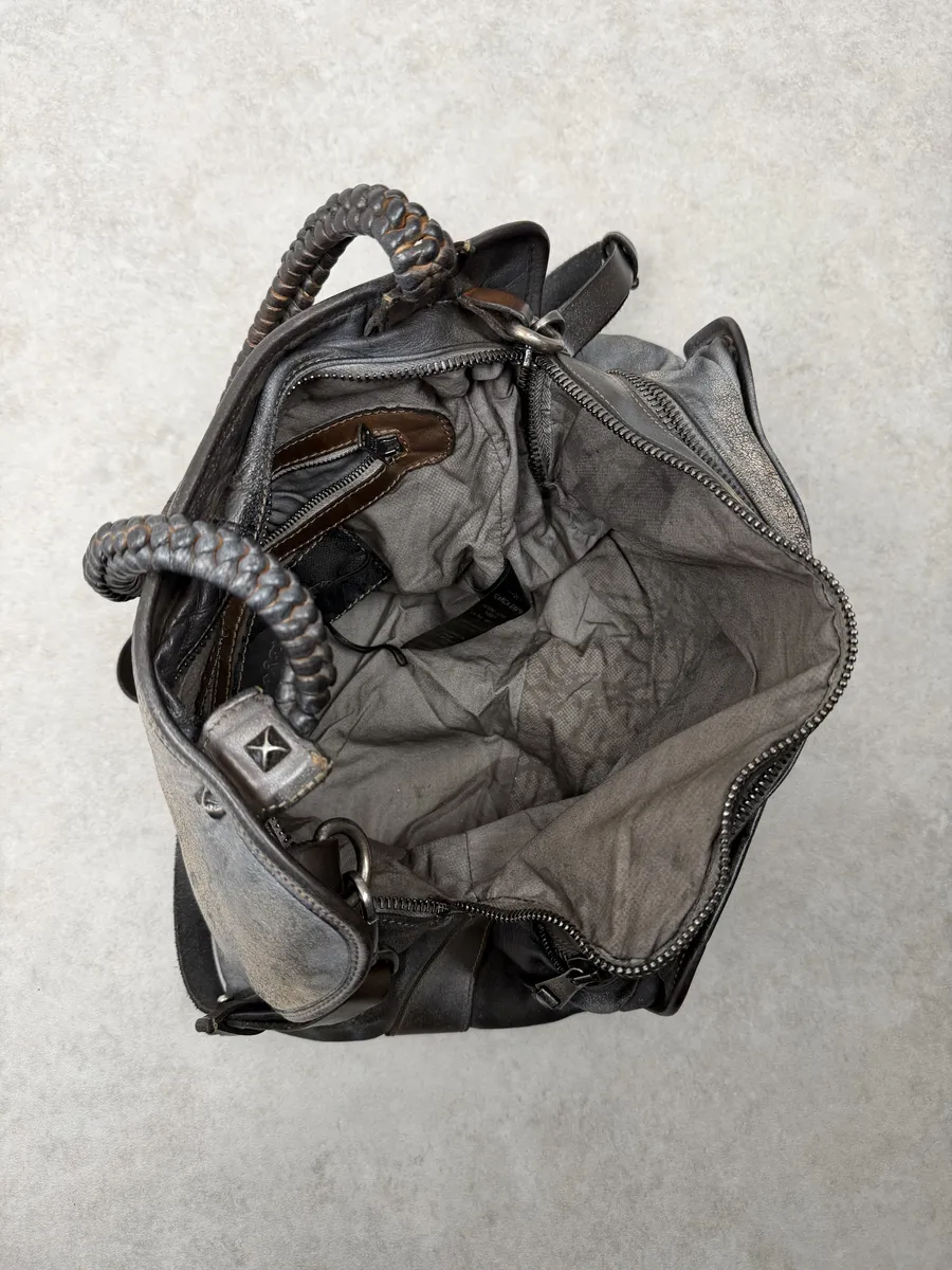 Giorgio Brato Silver Grey Aged Leather Shoulder Bag - Image 11