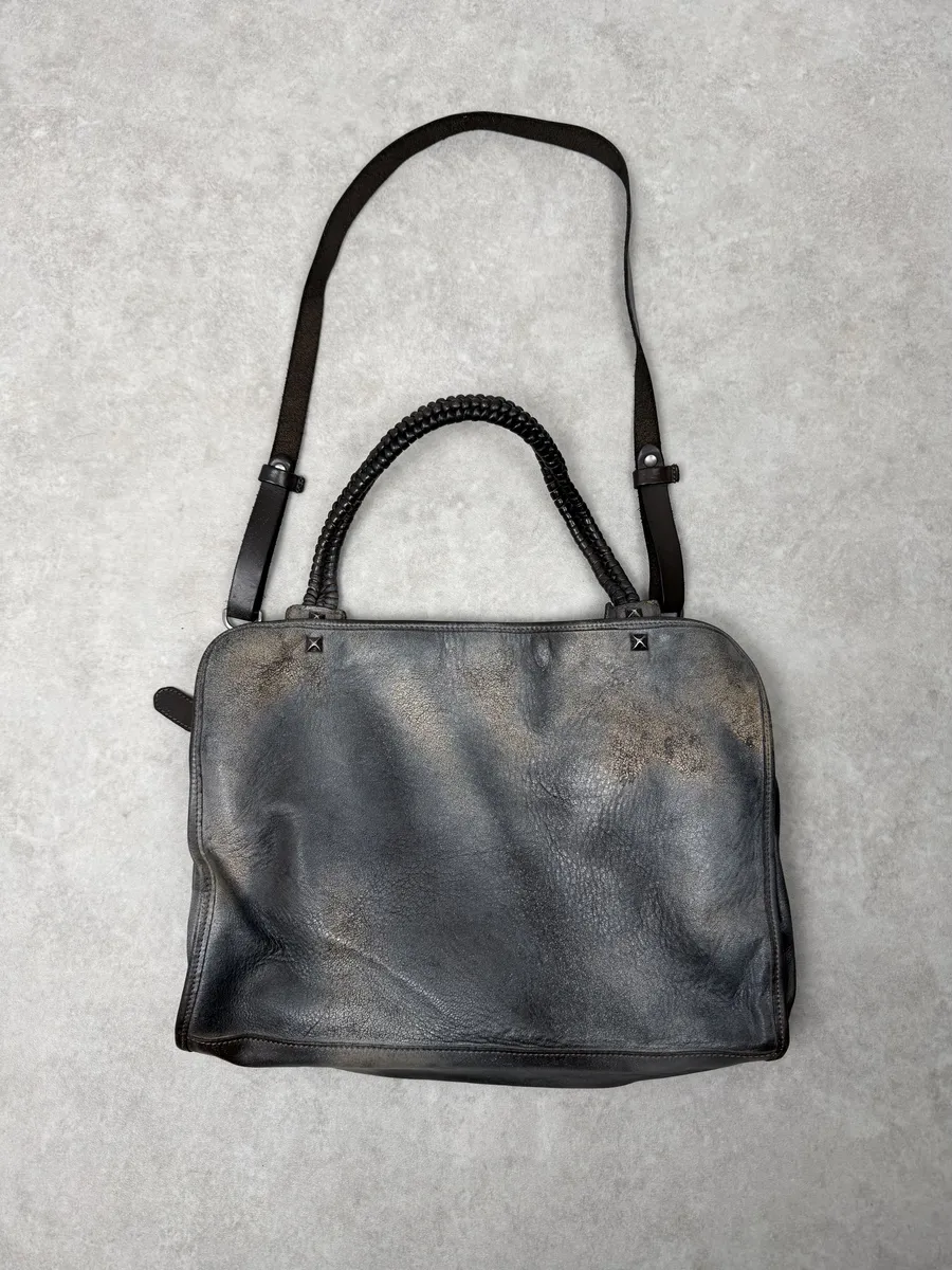 Giorgio Brato Silver Grey Aged Leather Shoulder Bag - Image 7