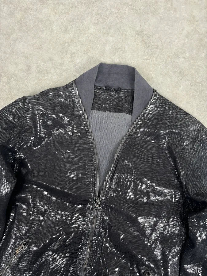 Giorgio Brato Silver Sequin Embellished Leather Bomber Jacket - Image 4