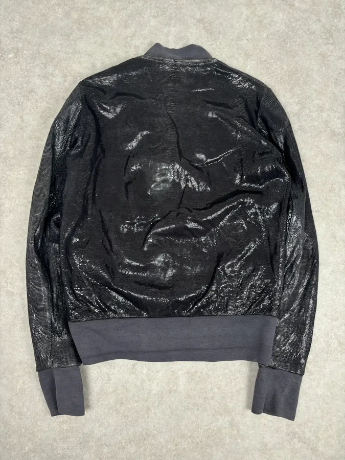 Giorgio Brato Silver Sequin Embellished Leather Bomber Jacket - Image 5