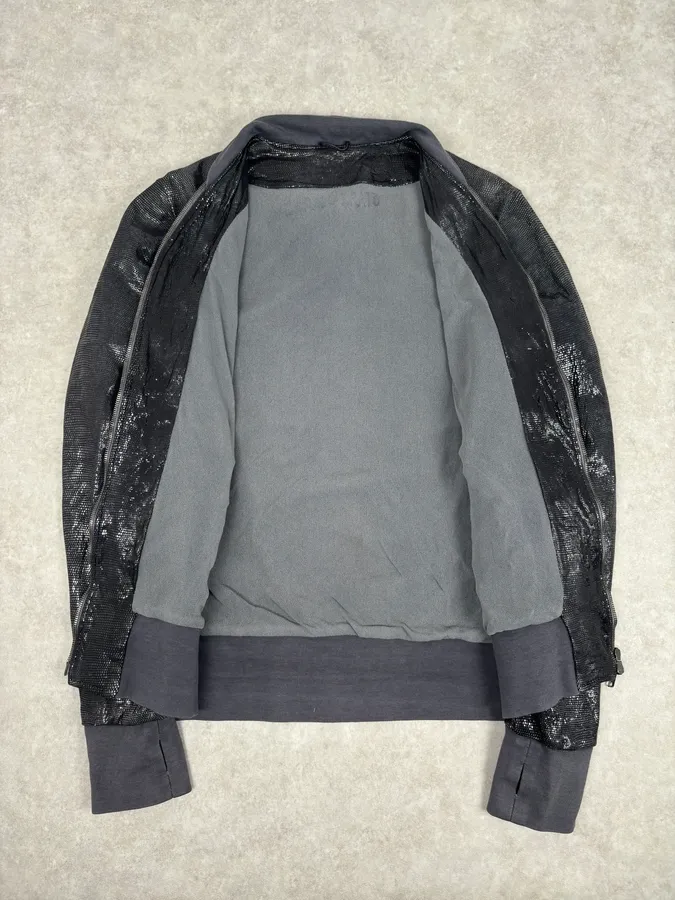 Giorgio Brato Silver Sequin Embellished Leather Bomber Jacket - Image 7