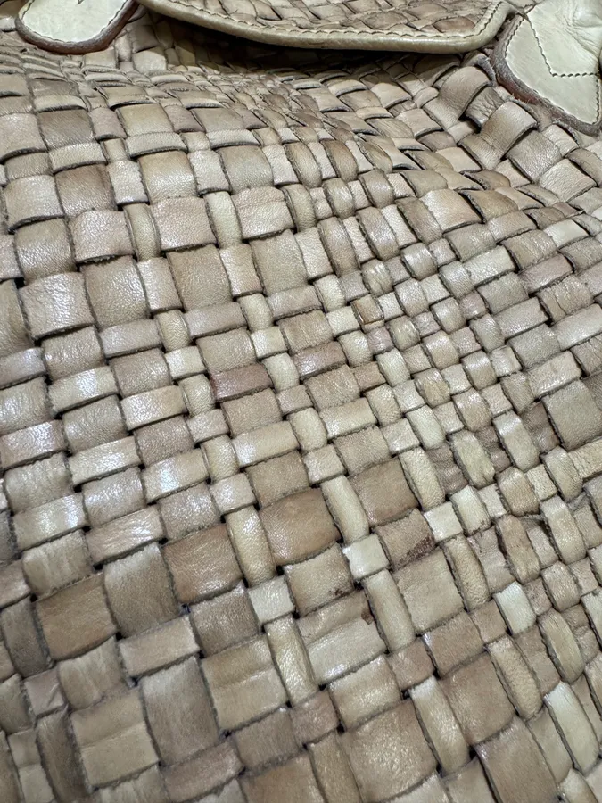 Giorgio Brato Woven Beige Leather Handle Bag - Image 5