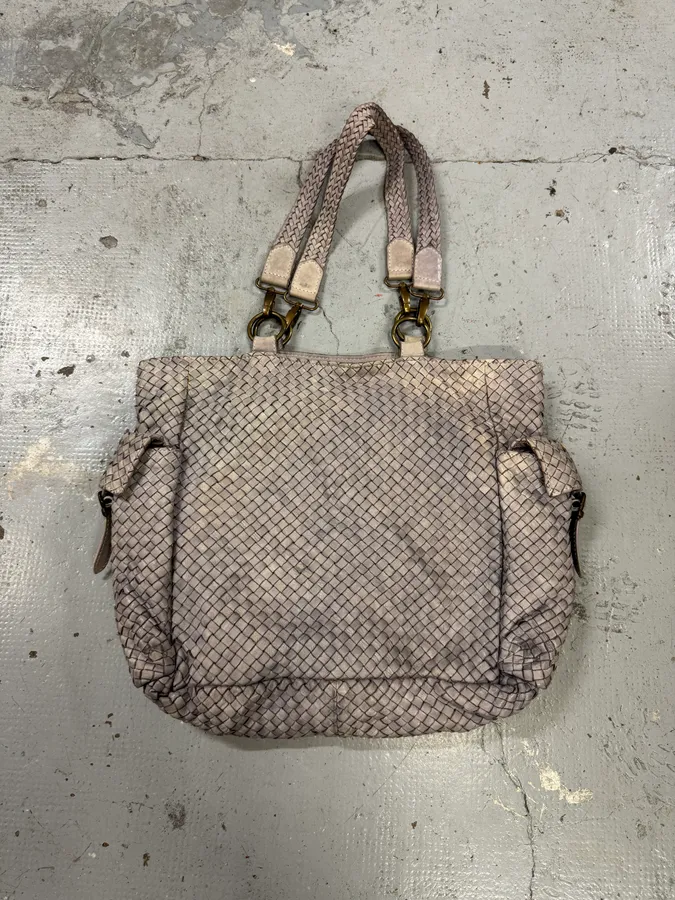 Giorgio Brato Woven Grey Leather Cargo Handle Bag - Image 7