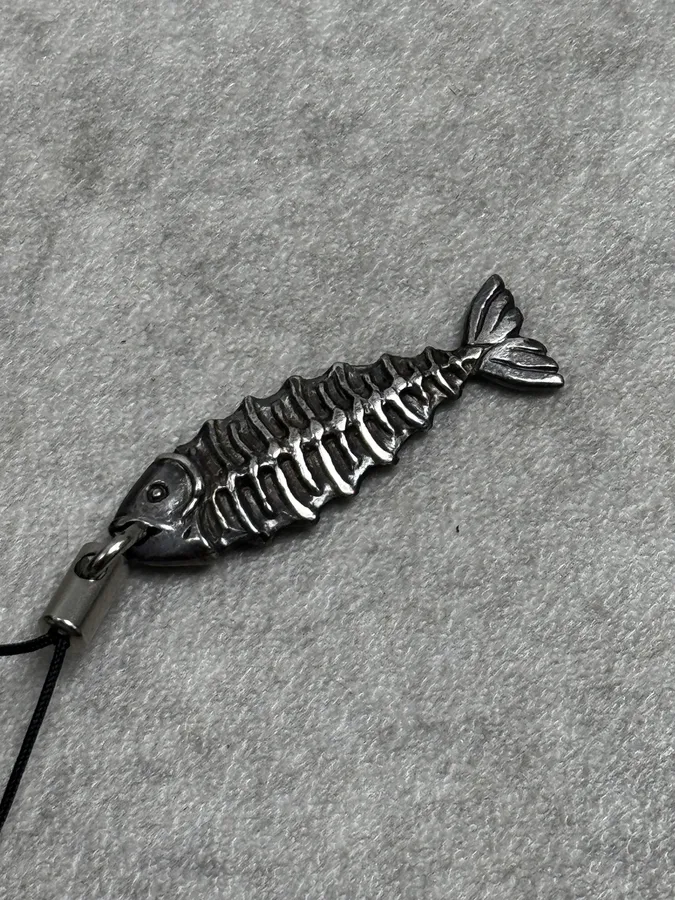 Giuseppe Zanotti Silver Metal Fish Skeleton Pendant Charm - Image 4