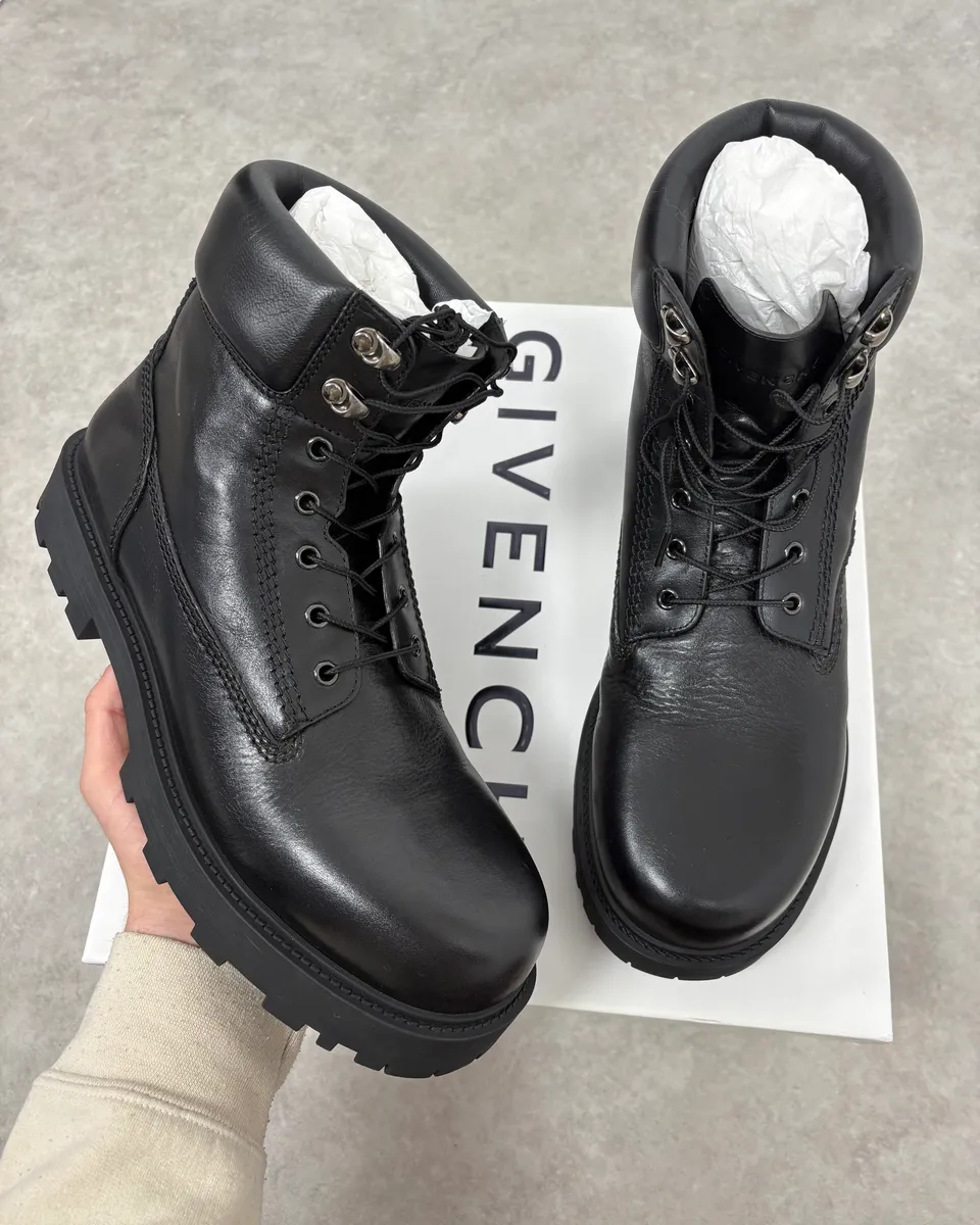 Givenchy 4G Storm Calf Leather Black Lace Up Boots