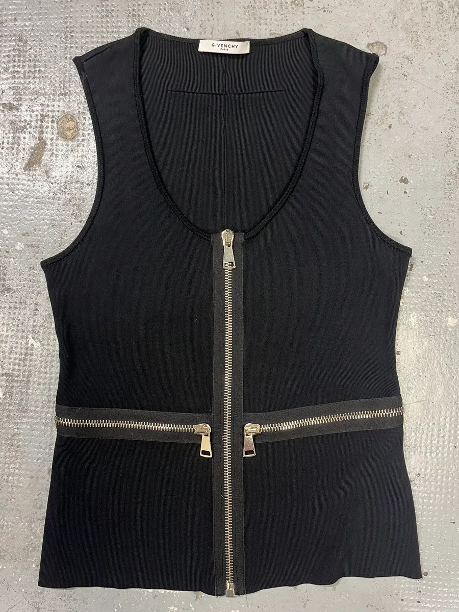 Givenchy Black Avant-Garde Cross Zip Vest
