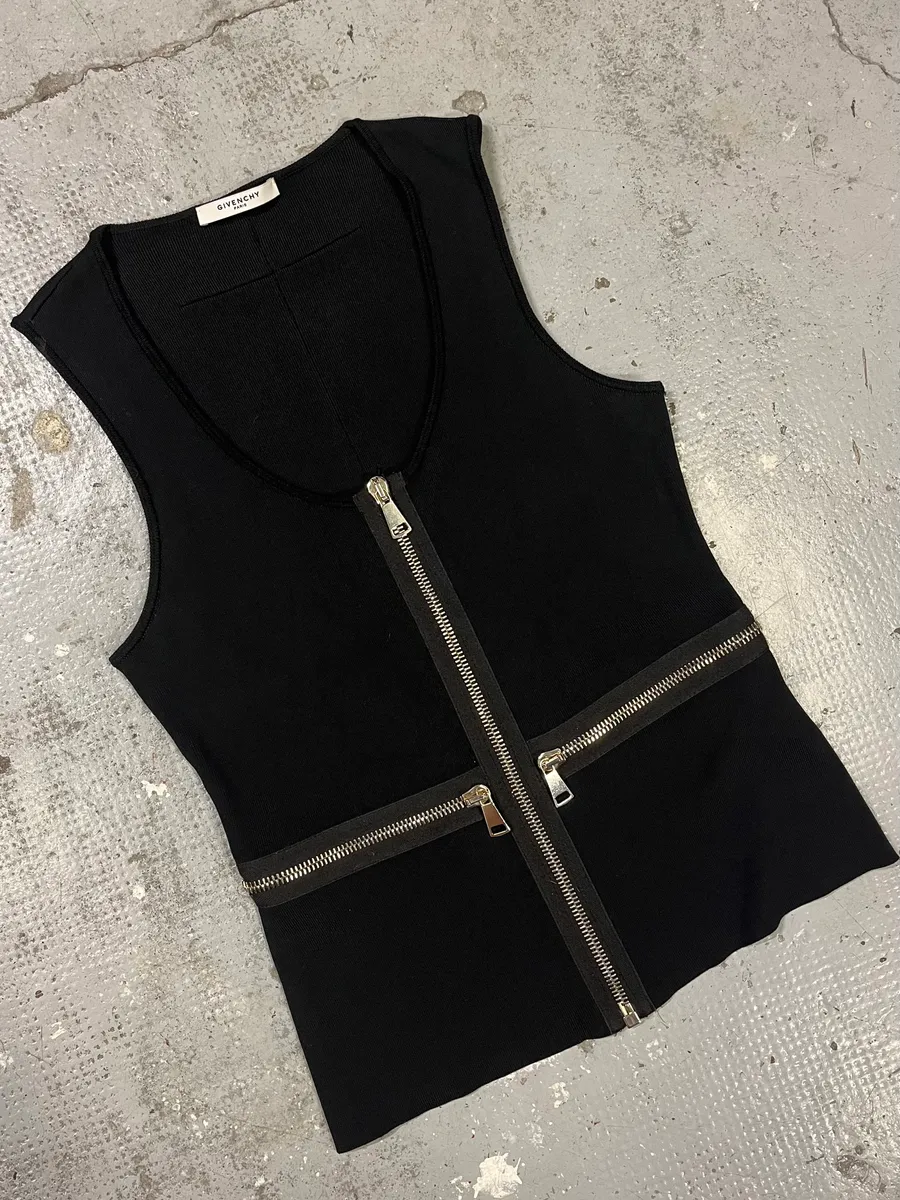 Givenchy Black Avant-Garde Cross Zip Vest - Image 3