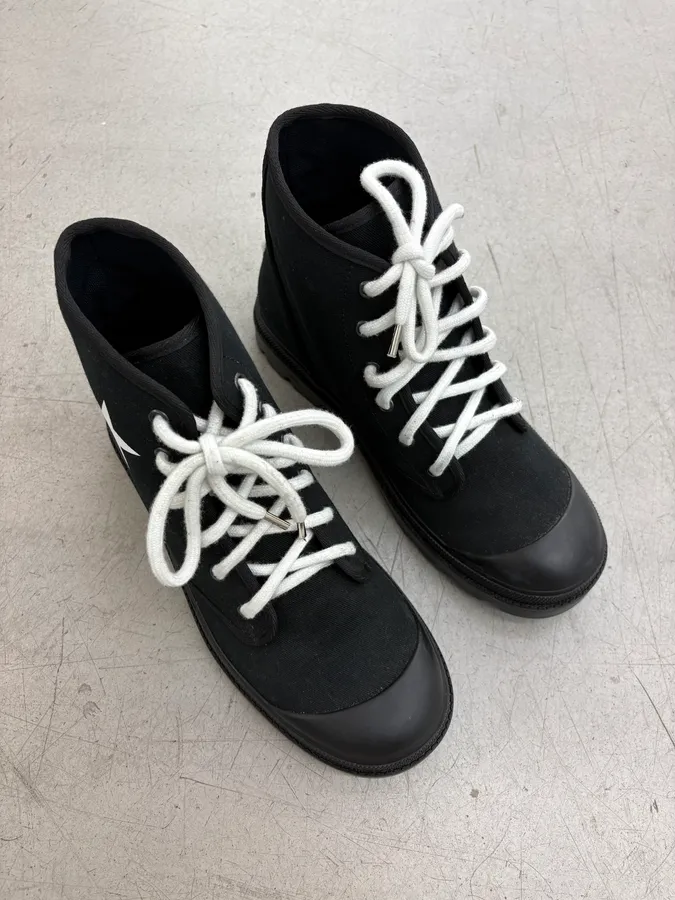 Givenchy Black Canvas Star Laced Boots by Riccardo Tisci - Image 4