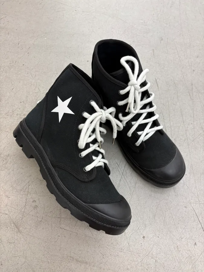 Givenchy Black Canvas Star Laced Boots by Riccardo Tisci - Image 5