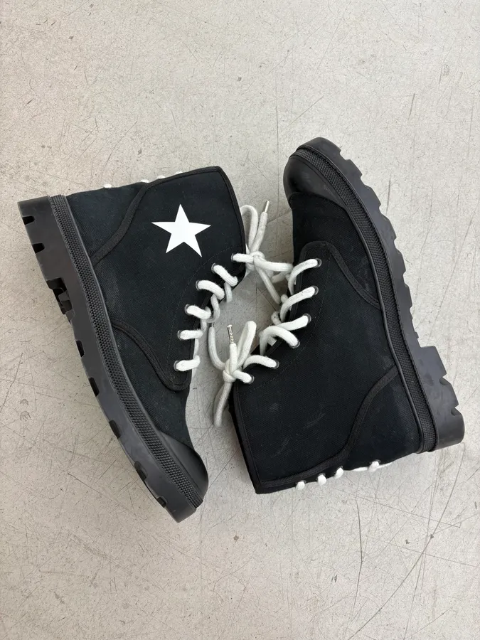 Givenchy Black Canvas Star Laced Boots by Riccardo Tisci - Image 6