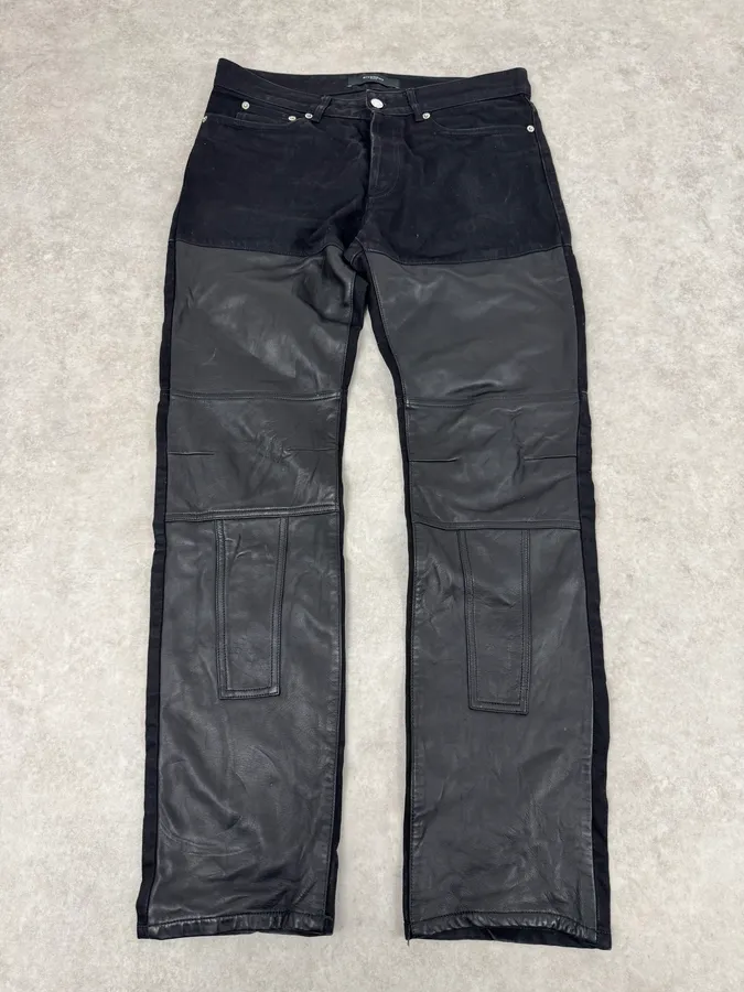 Givenchy Black Hybrid Leather & Denim Jeans