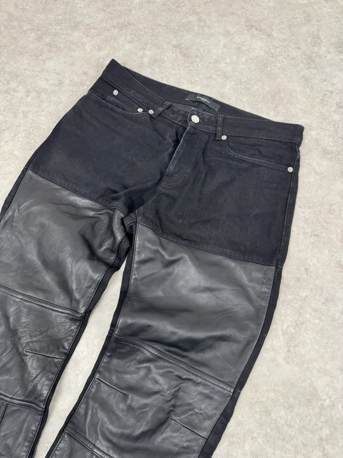 Givenchy Black Hybrid Leather & Denim Jeans - Image 11
