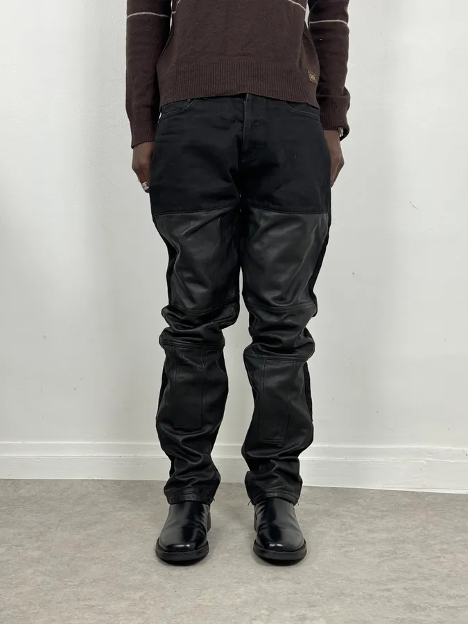 Givenchy Black Hybrid Leather & Denim Jeans - Image 2