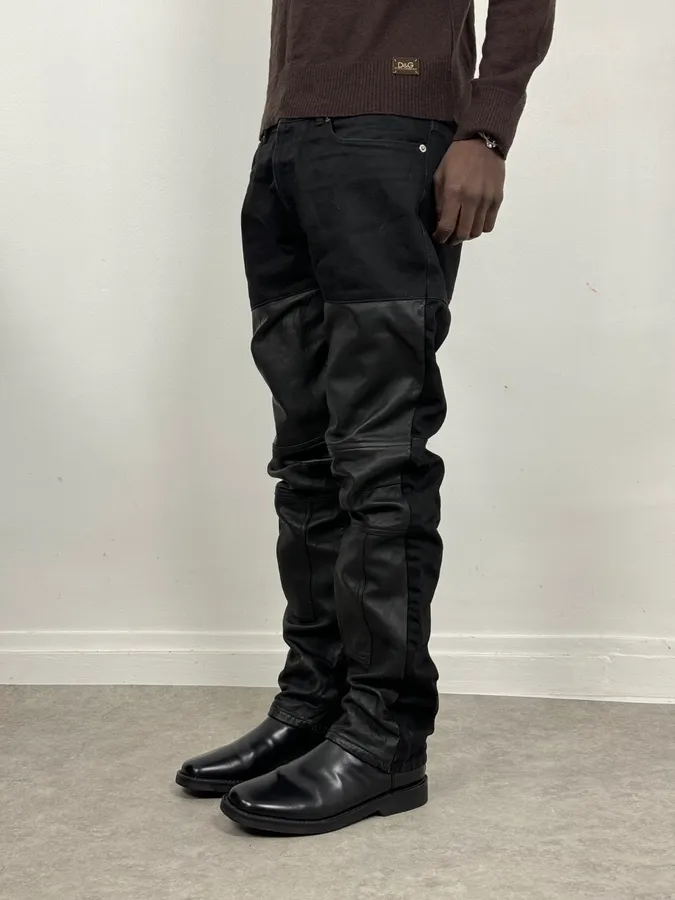 Givenchy Black Hybrid Leather & Denim Jeans - Image 4