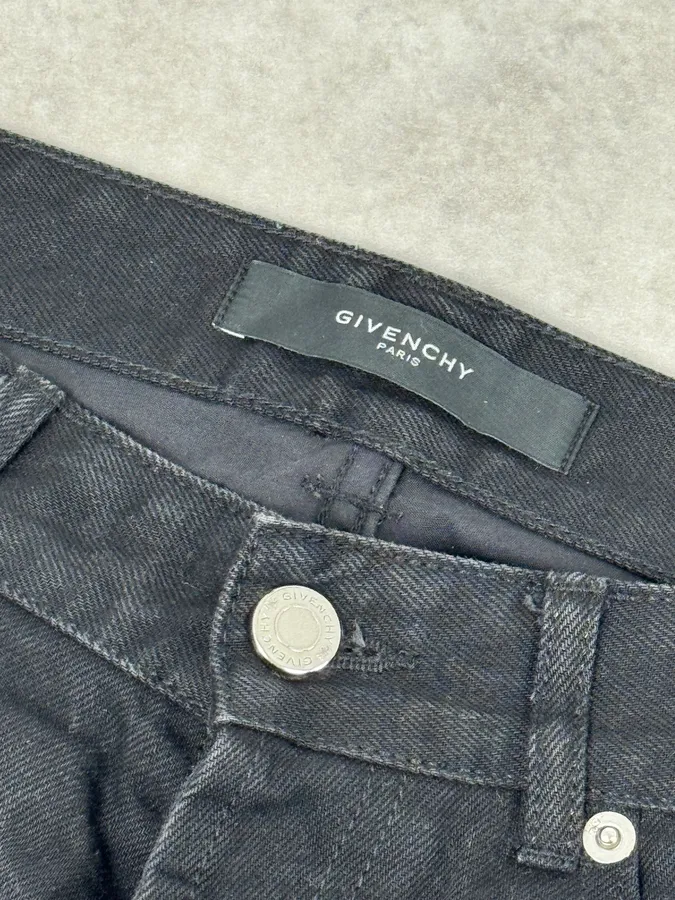 Givenchy Black Hybrid Leather & Denim Jeans - Image 7