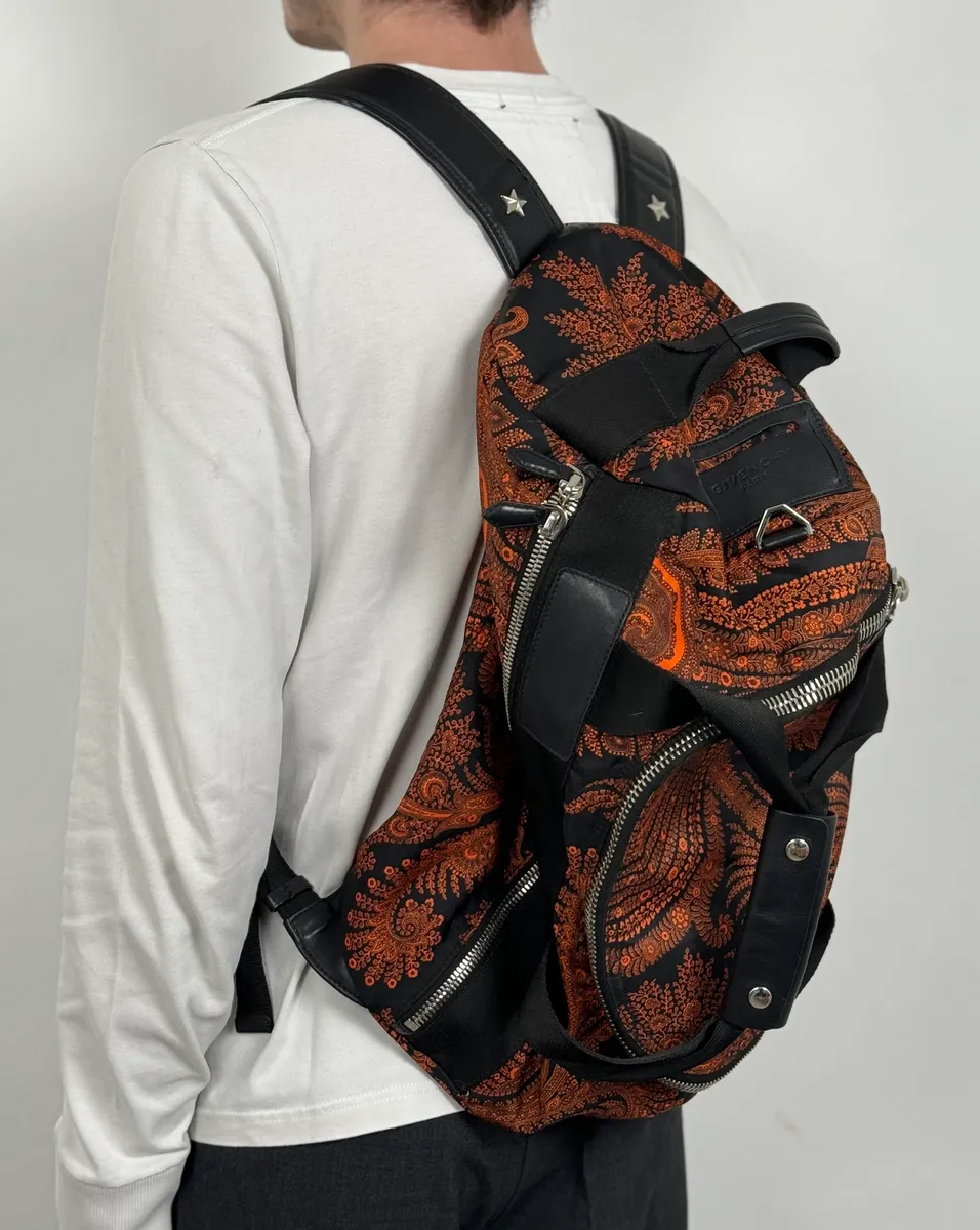 Givenchy Black Presley Orange Handle Backpack by Riccardo Tisci - Image 2