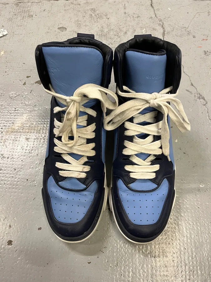 Givenchy Blue & Navy Tyson Leather High Sneakers - Image 4