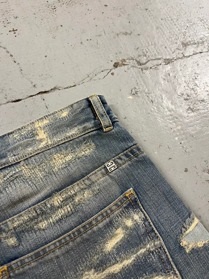 Givenchy Boro Distressed Blue Denim Short - Image 9
