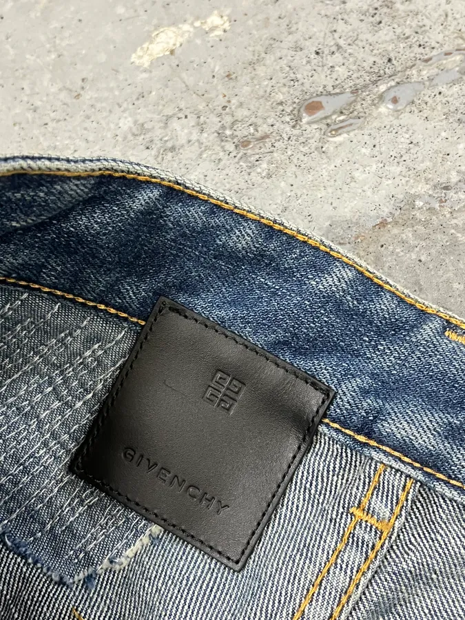 Givenchy Boro Distressed Blue Moleskin Denim Jeans - Image 13