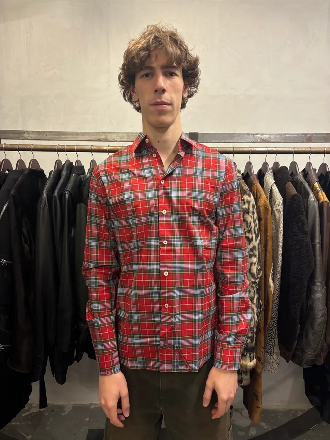 Givenchy Checkered Wool Red Signature Shirt - Image 2
