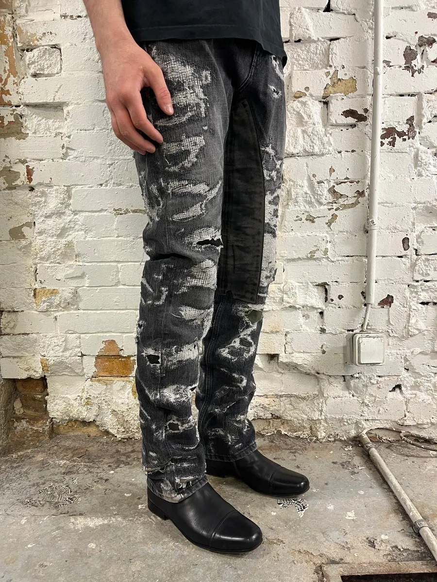 Givenchy Grey Distressed Boro Denim Jeans - Image 3