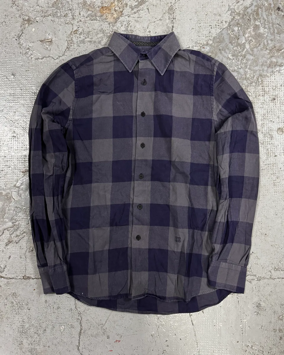 Givenchy Grey & Navy Checkered Shirt - Image 3