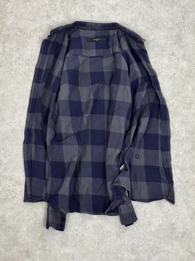 Givenchy Grey & Navy Classy Checkered Shirt - Image 7