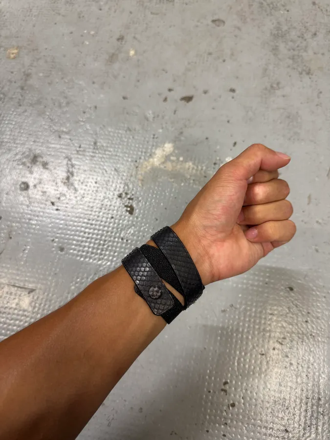 Givenchy Grey Snakeskin Effect Leather Bracelet - Image 4